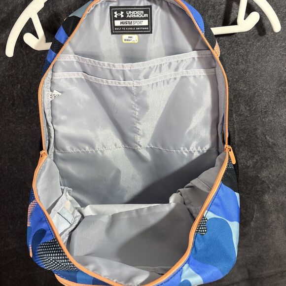 Under Armour UA Hustle Sport Unisex Camo 15" Laptop Backpack ~ Blue / Orange Use - Picture 10 of 16